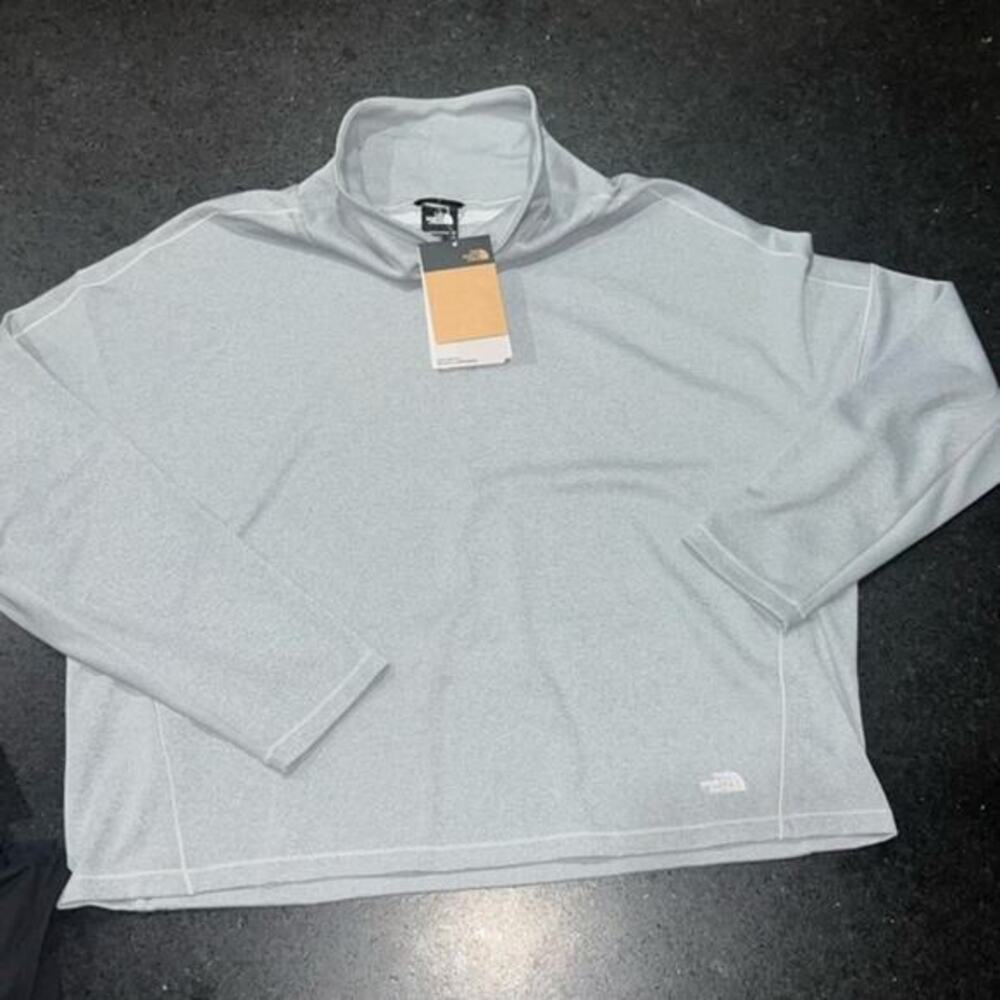 NEW THE NORTH FACE EA Basin Funnel Neck Long Sleeve GLACIER GREY PULLOVER SZ XXL